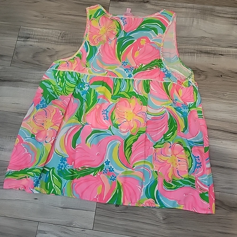 Lilly Pulitzer Pink Green Blue Floral Tank Top - Picture 3 of 8
